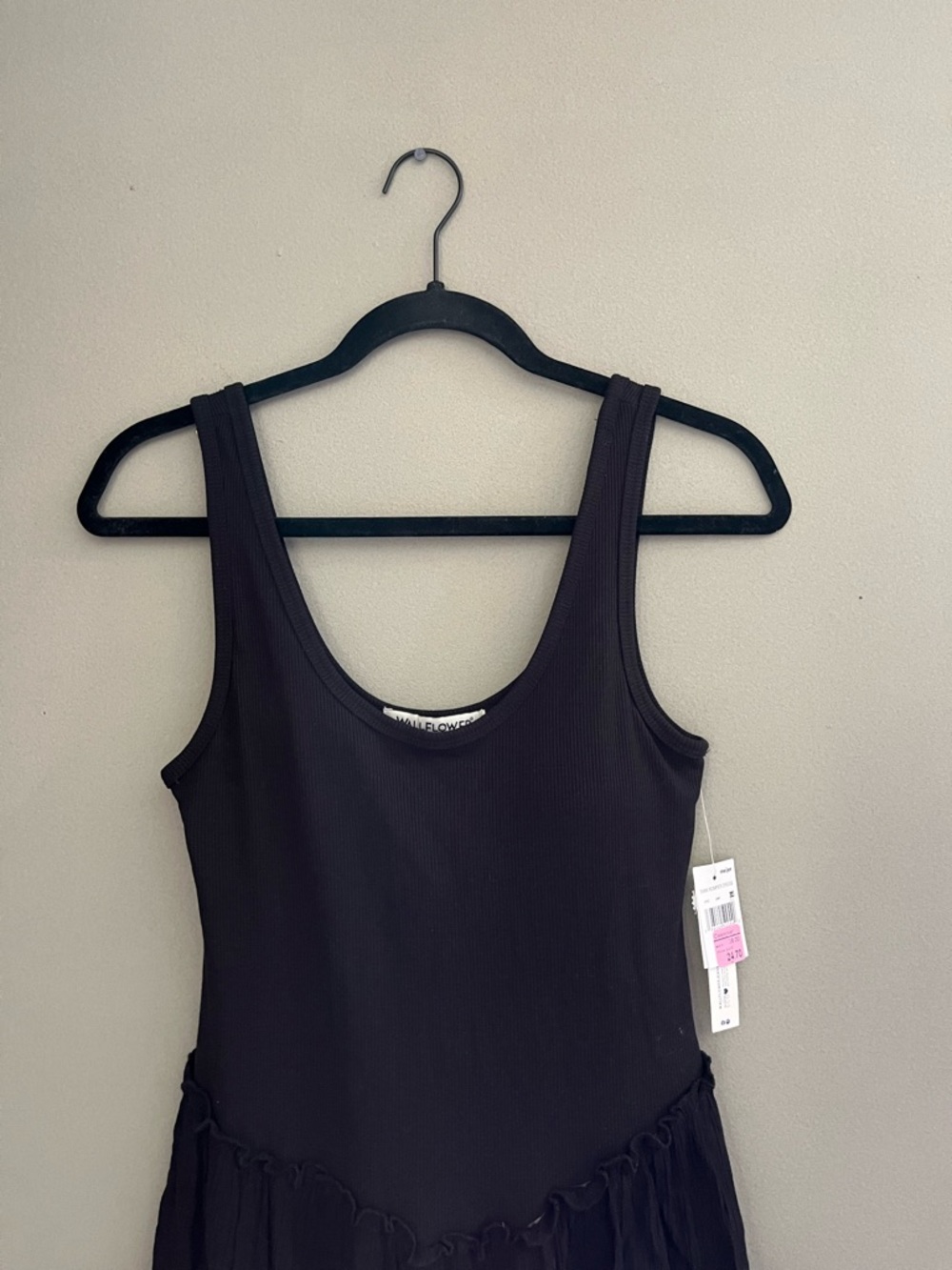 NWT Tank Romper Dress Removable Bra Cup Inserts Black Tiered Tank Mini Dress - Picture 3 of 10